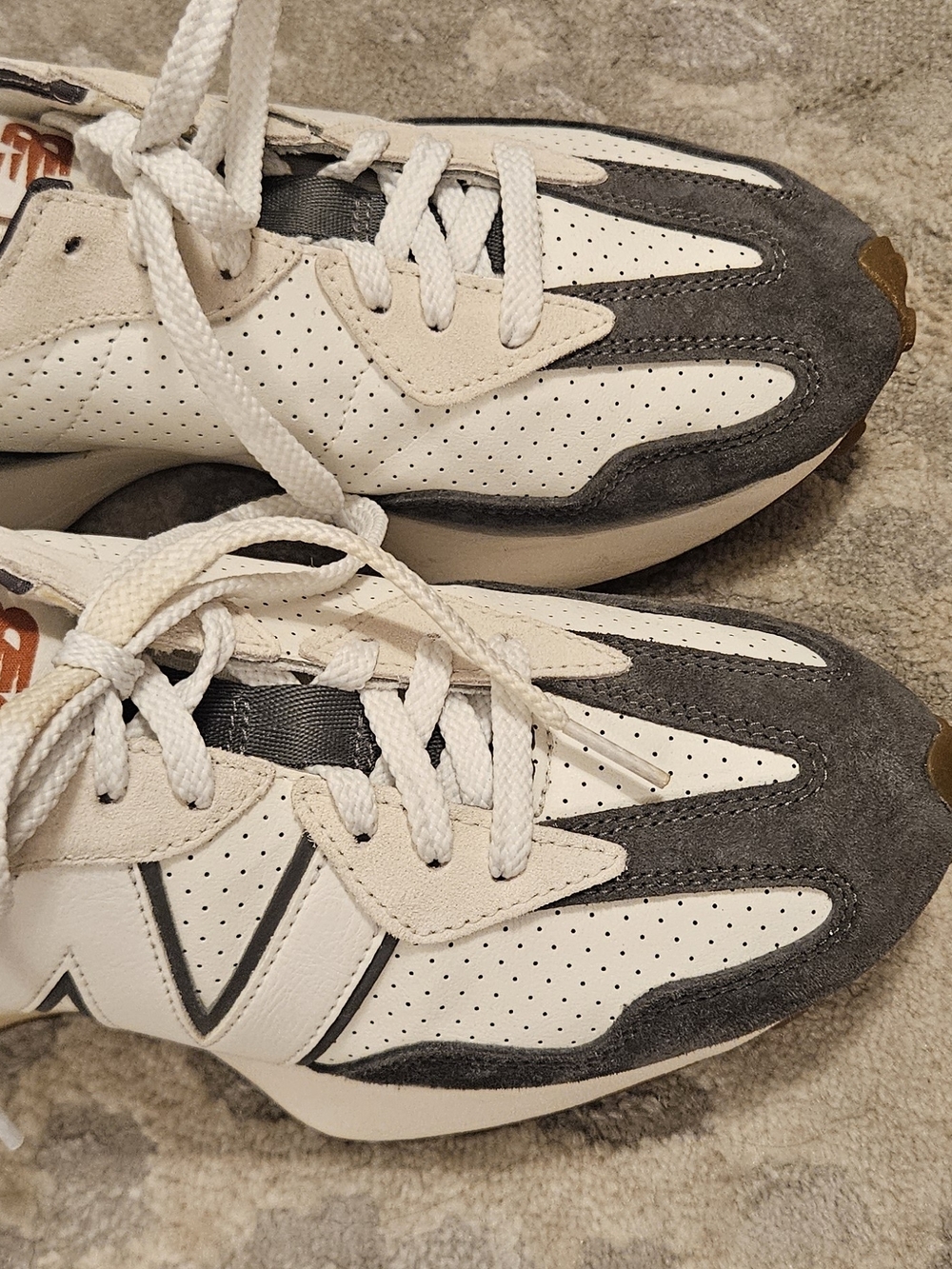 New Balance Castlerock Swa Salt White, Gray Perforated Leather Sneakers - Picture 8 of 11
